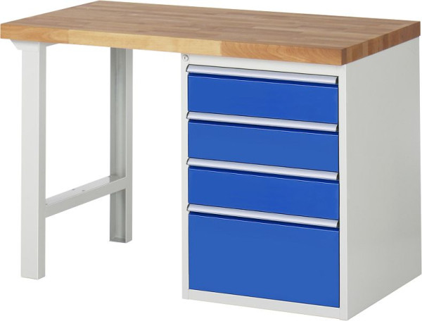 RAU werkbank serie 7000 - modulair ontwerp, 4 x laden, 1250x840x700 mm, 03-7510A1-127B4S.11