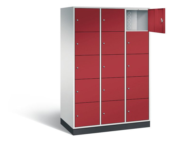 C+P XL lockerkast Intro, H1950xW1220xD590mm, kleur: lichtgrijs/robijnrood, 8570-303 S10031