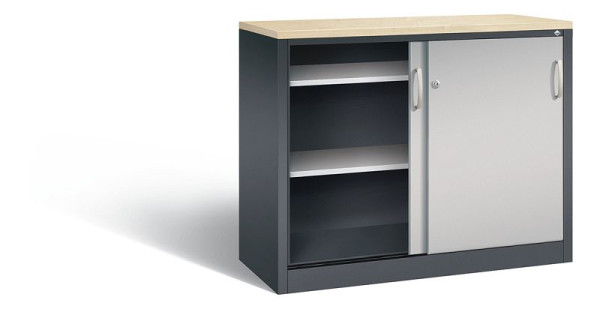 C+P dressoir met schuifdeuren Acurado, H1000xB1200xD500mm, kleur: zwart grijs/wit aluminium, beugelgreep, 2056-00 S10140