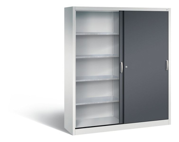 C+P schuifdeurkast Acurado, H1950xB1600xD400mm, kleur: lichtgrijs/zwartgrijs, beugelgreep, 2149-00 S10063