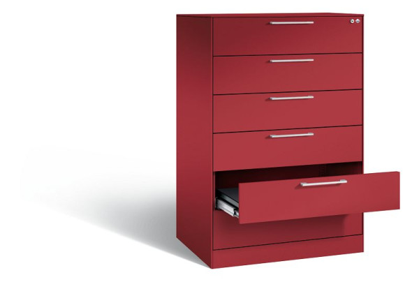 C+P ladekast Asisto, H1310xB800xD600mm, kleur: robijnrood, beugelgreep, 146223-624 S10054