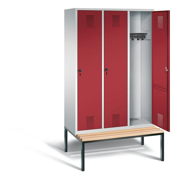 C+P Evolo garderobe, H2090xB1200xD815mm, kleur: lichtgrijs/robijnrood, 48050-32 S10011