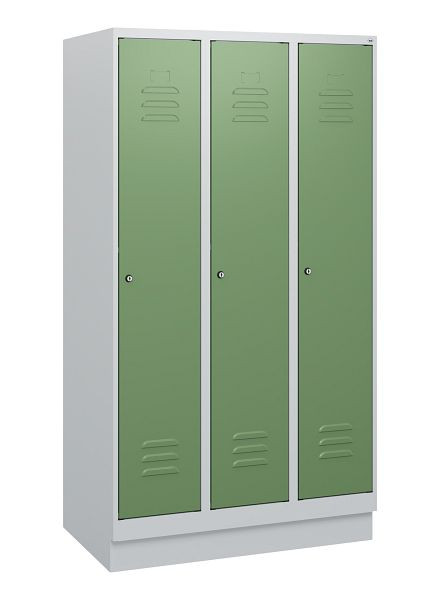 C+P luierkluis Classic PLUS, onderbouw, 3 vakken, 1630x900x500mm, 7035/6011, cilindersloten, 0800205-30 S10021
