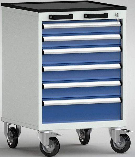 KLW standaard gereedschapswagen - 572 x 655 x 915 mm, met opstaande rand aan 4 zijden inclusief gegroefde rubberen pad, FEA0700-06ESV-001