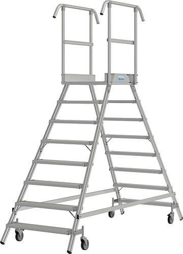 Krause platformladder van aluminium, verrijdbaar, 2 x 8 treden, aan beide zijden beklimbaar, conform EN 131-7, 312175