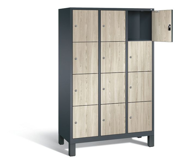C+P lockerkast Evolo, H1850xB1200xD500mm, kleur: antracietgrijs / decor Sen ash, 48010-324 S10225