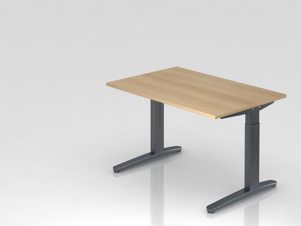 Hammerbacher bureau C-poot 120x80cm eiken/grafiet, rechthoekige vorm, VXB12/E/GG