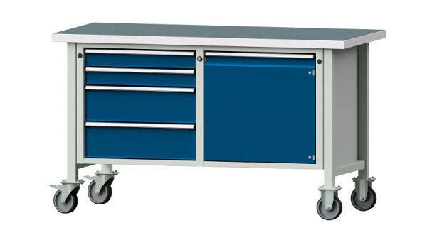 ANKE werkbanken kistwerkbank, model 131 V, 1500 x 700 x 890 mm, RAL 7035/5010, UBP 40 mm, verrijdbaar, 305.717