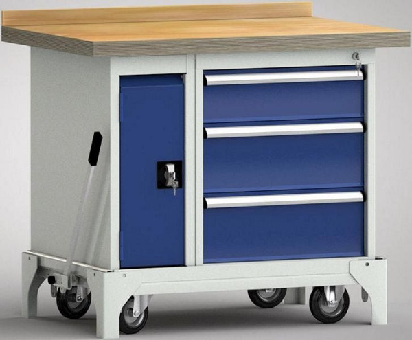 KLW mobiele professionele werkbank - 1000 x 700 x 871 mm L x B x H, WPB95N-1000M45-E7046
