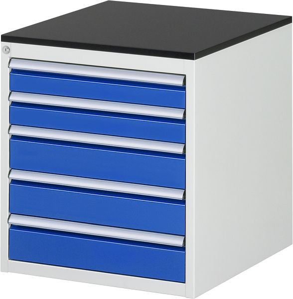 RAU ladekast serie 7000, B580 x D650 x H640 mm, werkblad met melamineharscoating, laden: 2xH90, 3xH120 mm, 13-L3.20A-M.11
