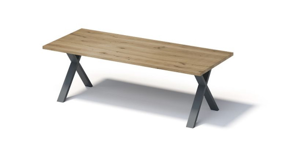 Bisley Fortis tafel Regular, 2400 x 1000 mm, rechte rand, geolied oppervlak, X-frame, oppervlak: naturel / frame kleur: antracietgrijs, F2410XP334