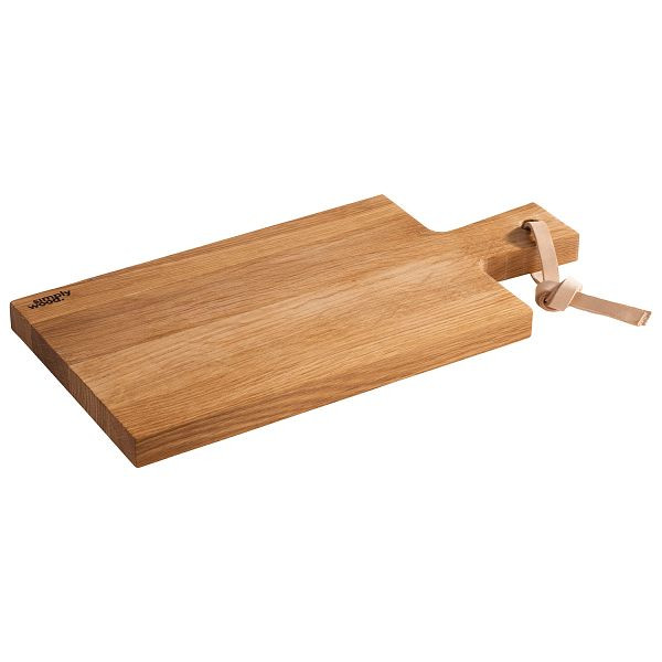 APS serveerplank -SIMPLY WOOD-, 35 x 17 x 2 cm, geolied eikenhout, serveeroppervlak: 27 x 17 cm, lengte handvat: 8 cm, totale lengte: 35 cm, leren band, 00751