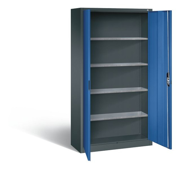 C+P tijdschriftenkast serie 13, H1980xB1000xD420mm, kleur: antracietgrijs / gentiaanblauw, verzonken handgreep, 133144-20 S10227