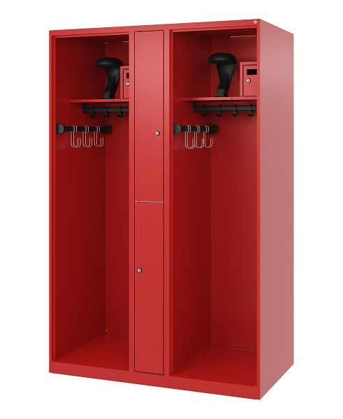 C+P brandweerkast Evolo, model MAXI, 2 compartimenten, H1850B1200T600 mm, vuurrood, helmhouder, 0496315-020 S10005