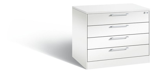 C+P archiefkast Asisto, H710xB800xD600mm, kleur: verkeerswit, beugelgreep, 146273-424 S10030