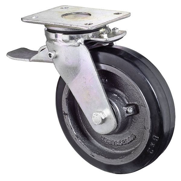 BS Rolls Zwaarlastwiel met wiel/slot, breedte 38 mm, Ø100 mm, tot 150 kg, zwarte elastische banden, gegoten wiellichaam, kogellagers, RR120.B81.100