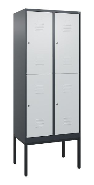 C+P dubbeldekskast Classic PLUS, frame, 2 vakken, 2120x800x500mm, 7016/7035, cilindersloten, 0803307-22 S10028