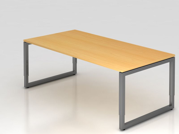 Hammerbacher bureau O-voet vierkant 200x100cm beuken/grafiet, rechthoekige vorm met zwevend tafelblad, VRS2E/6/G
