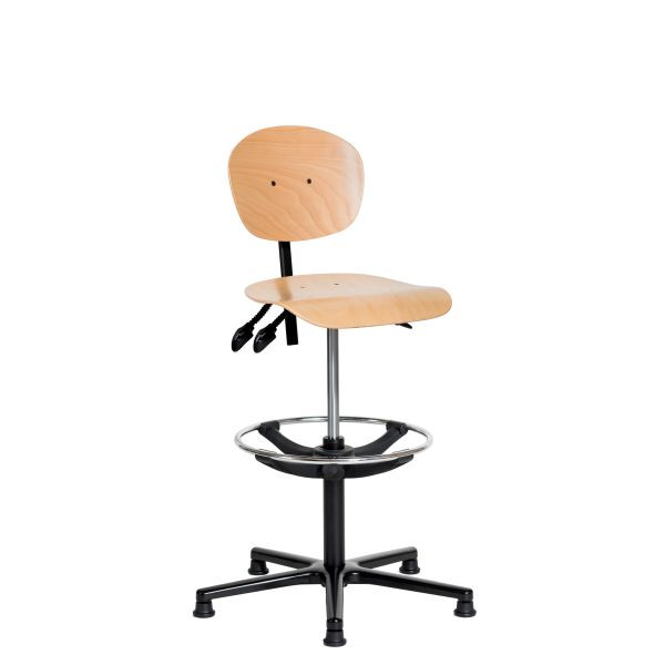SOFAME werkstoel NATUR met glijders en voetring, zithoogte 53-79, met zitdiepteverstelling, polyamide onderstel, W050050049