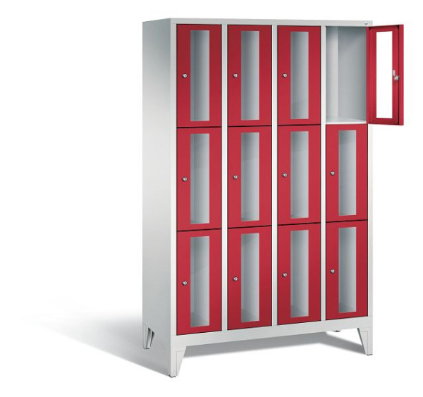 C+P lockerkast Classic, H1850xB1190xD500mm, kleur: lichtgrijs / vuurrood, 8010A403 S10024