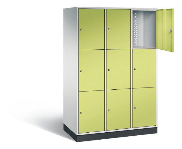 C+P XL lockerkast Intro, H1950xW1220xD590mm, kleur: lichtgrijs / virid groen, 8370-303 S10086