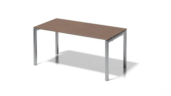 Bisley Cito bureau, 730 mm U-frame met vaste hoogte, H 19 x B 1600 x D 800 mm, walnoot/zilver, DUF1608WN355