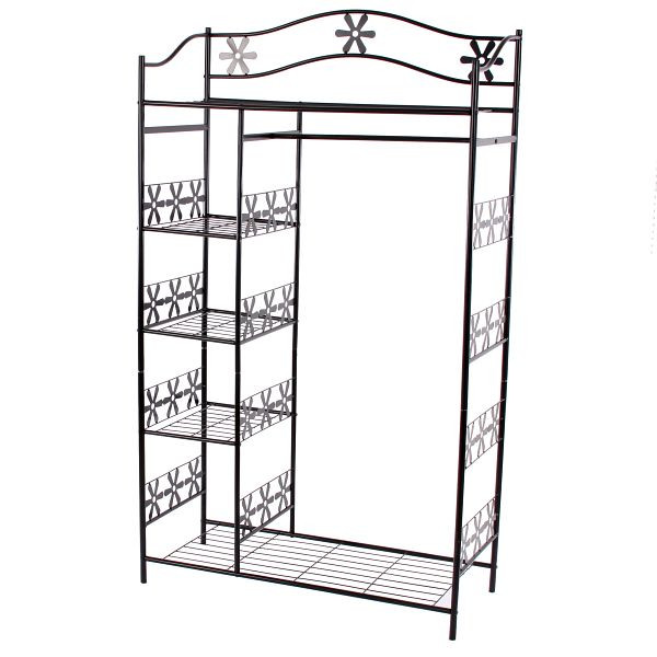 Mendler Geneva metalen kapstok, kapstok garderobe metalen plank 172x100x43cm, zonder gordijn, 29190