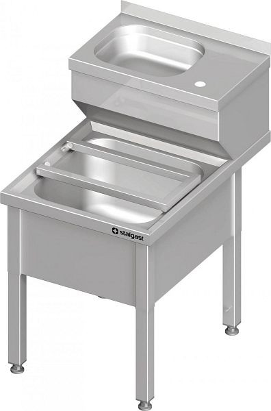 Stalgast combinatie van handwastafel en spoelbak 500x600x850 mm, met opvouwbaar opbergrooster met opstaande rand, gelast, VHW05602A
