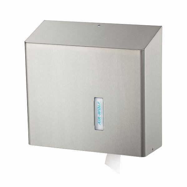 Air Wolf grote rollendispenser vrij te vullen met 1 grote rol, Omega serie, H x B x D: 350 x 377 x 133 mm, gecoat roestvrij staal, 29-037