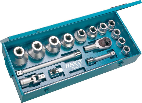 HAZET dopsleutelset, hol vierkant 25 mm (1 inch), extern dubbel zeskantprofiel, aantal gereedschappen: 17, 1100Z