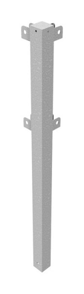 Schake-beschermingsrailing, stalen buis 70 x 70 mm, steunpaal om in beton te plaatsen, hoekpaal voor boven- en knierail 90°, thermisch verzinkt, 4273