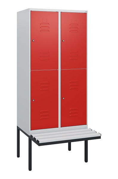 C+P dubbeldekskast Classic PLUS, 2 compartimenten, 1950x800x815mm, 7035/3020, cilindersloten, zwevende zitting, 0803405-22 S10077