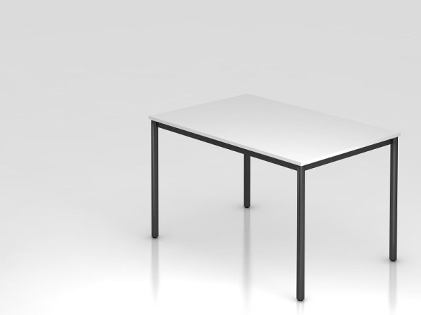 Hammerbacher vergadertafel rond onderstel 120x80 wit/zwart, rechthoekige vorm, VDR12/W/D