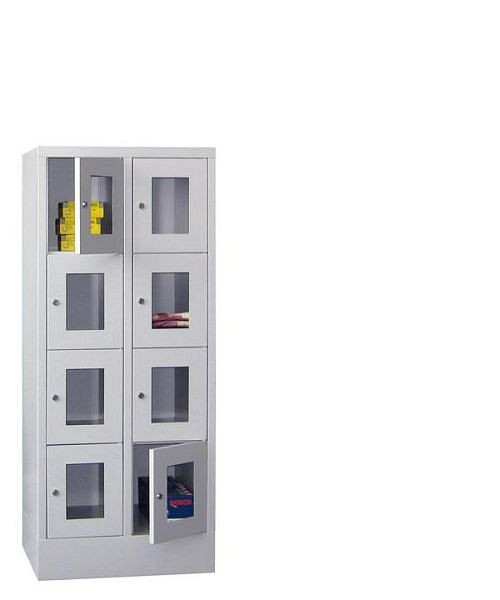 Pavoy Schließfachschrank mit Sockel 1518/500/600, 2b x 4h, Zylinderschloss, Abteilbreite 300, Sichtfenster, 61213-243-091-910