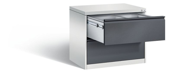 C+P hangarchiefkast Acurado, H733xW787xD590mm, kleur: lichtgrijs/zwartgrijs, handgreep, 12912-312 S10076