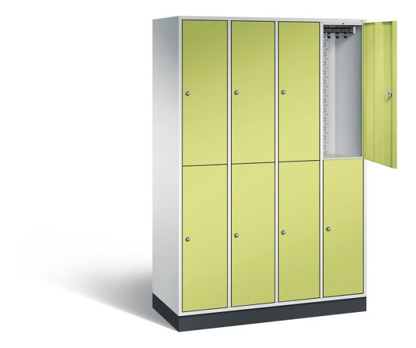 C+P locker, dubbellaags intro, H1950xW1220xD490mm, kleur: lichtgrijs / virid groen, 8270-401 S10068
