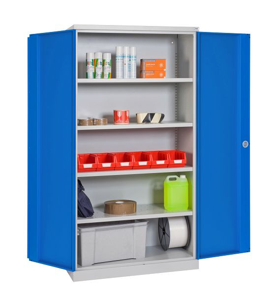 SOFAME draaideurkast B 1000 x D 650 x H 1950 mm, met 4 planken, lichtgrijs RAL 7035/hemelsblauw RAL 5015, W030020002GCBI