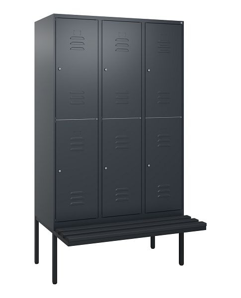 C+P dubbeldekskast Classic PLUS, 3 compartimenten, 2120x1200x815mm, 7016/7016, cilindersloten, zwevende zitting, 0803407-32 S10027