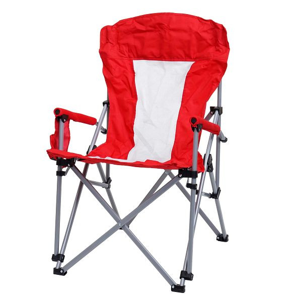 Mendler campingstoel HWC-L50, klapstoel, visstoel, regisseursstoel, afwasbare beschermhoes staal stof/textiel, rood, 99495