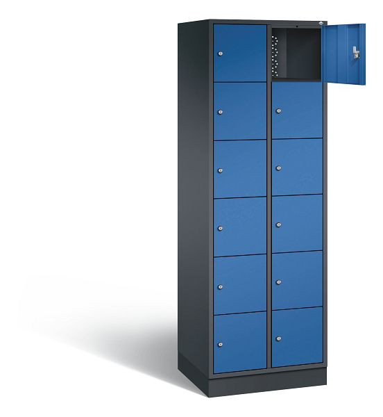 C+P lockerkast Intro, H1950xB620xD490mm, kleur: zwartgrijs / gentiaanblauw, 8670-201 S10120