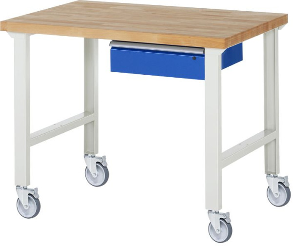 RAU verrijdbare werkbank 7001A1, 1250x900x1000mm, 4 zwenkwielen, 05-7001A1-129B4S4.11