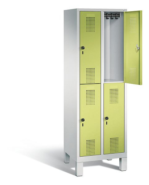 C+P locker dubbeldekker Evolo, H1850xB610xD500mm, kleur: lichtgrijs / virid groen, 48310-20 S10236