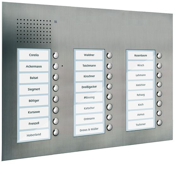 TCS audio buitenstation serie PUK 24 belknoppen (rechts uitgelijnd), 3 kolommen, UP RVS, PUK24/3-ES