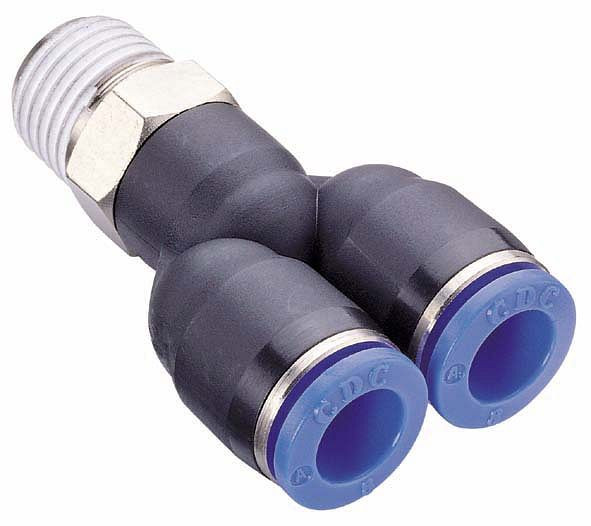 timmer B-YEK-8-1/8-KU, conische Y-inschroefkoppeling, met PTFE-gecoate schroefdraad, slang-Ø: 8 mm, schroefdraad: 1/8", VE: 10 stuks, 03181249