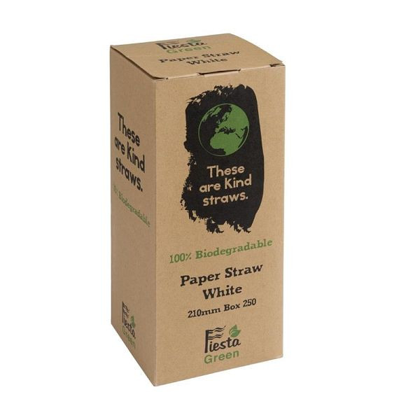 Fiesta Green Composteerbare papieren rietjes wit, VE: 250 stuks, DE925