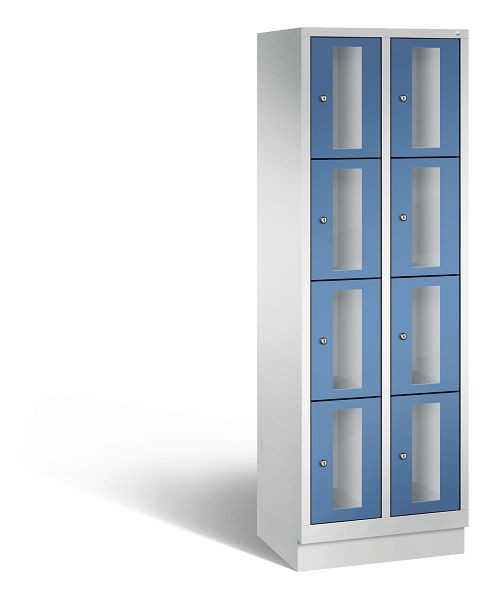 C+P Schließfachschrank Classic, 8 Fächer, H1800xB610xT500 mm, Grau/Fernblau, 8020A204 S10027
