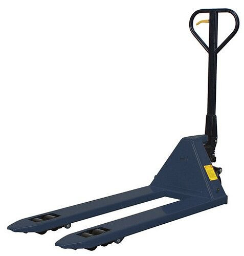 Palletwagen MMXX, groenblauw (RAL 5001), 2,5 t, vorklengte 1150 mm, stuur-/lastrollen PU/PU tandem, 46430