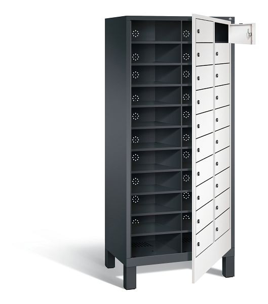 C+P wasverzamelkast Evolo, H1850xW810xD500mm, kleur: zwartgrijs / verkeerswit, 48060-210 S10137