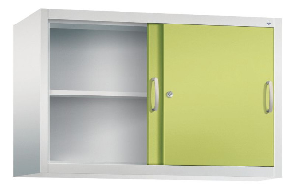 C+P bovenkast Acurado, H790xB1200xD400mm, kleur: lichtgrijs / virid green, beugelgreep, 2 niveaus, 2045-00 S10170