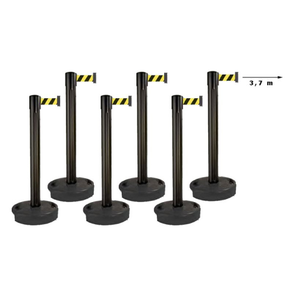 Stein HGS HGS personengeleidingssysteem set van 6 -Beltrac Outdoor-, mobiel, gele paal, zwart-gele riem, zwarte voet (vulbaar), 32231